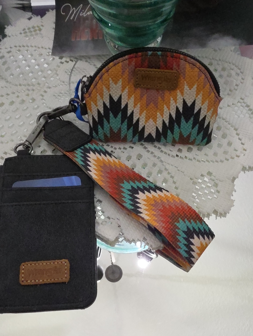 Wrangler Multicolor Aztec Coin Pouch and Wristlet Card Holder